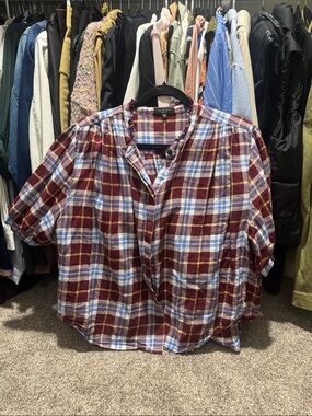 rag & bone Burgundy and Blue Plaid Button-Down Shirt
